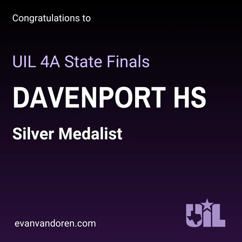 Davenport HS Band UIL State Marching Contest Evan VanDoren Music