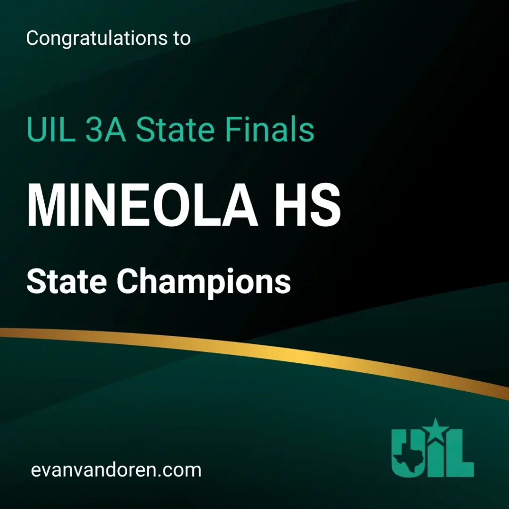 Mineola HS Band UIL State Marching Contest Evan VanDoren Music