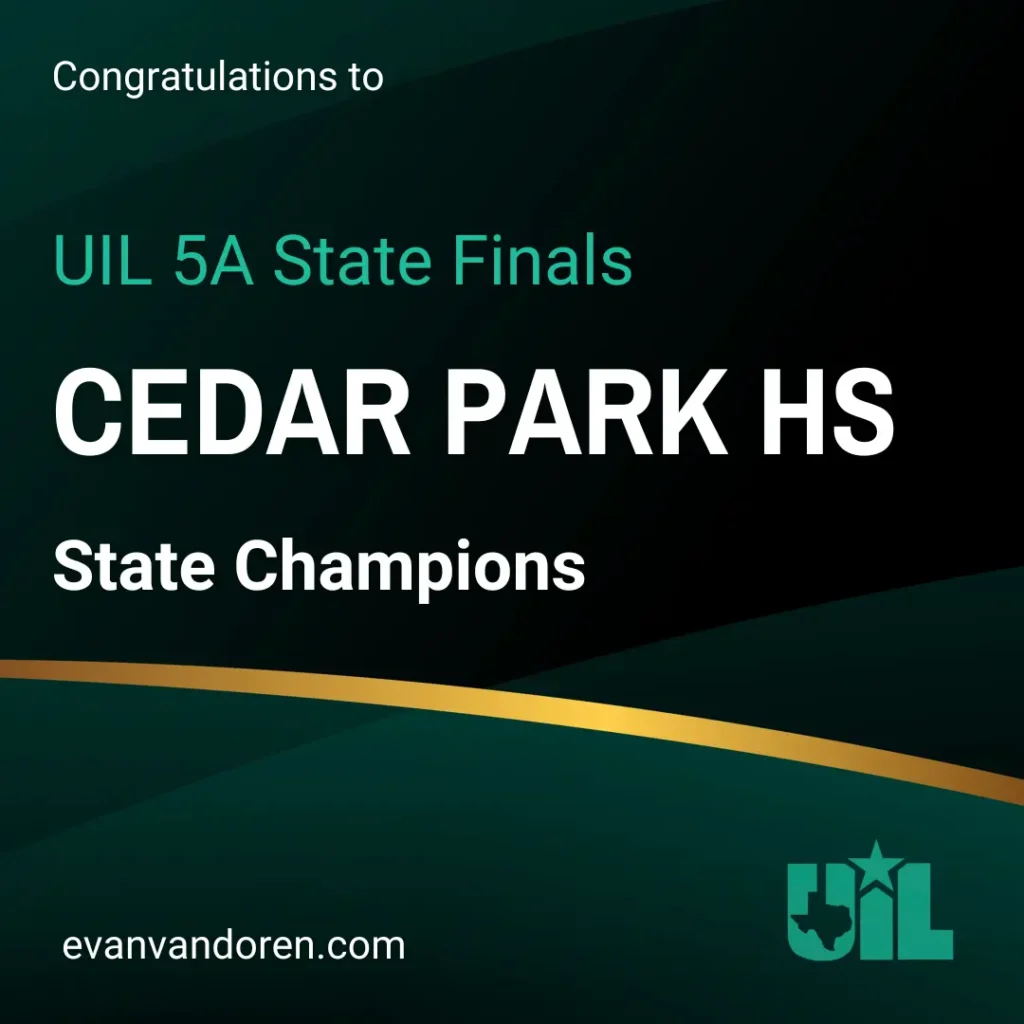 Cedar Park HS Band UIL State Marching Contest Evan VanDoren Music