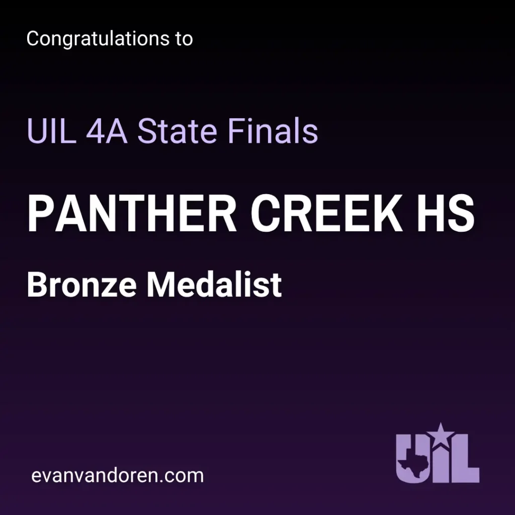 Panther Creek HS Band UIL State Marching Contest Evan VanDoren Music