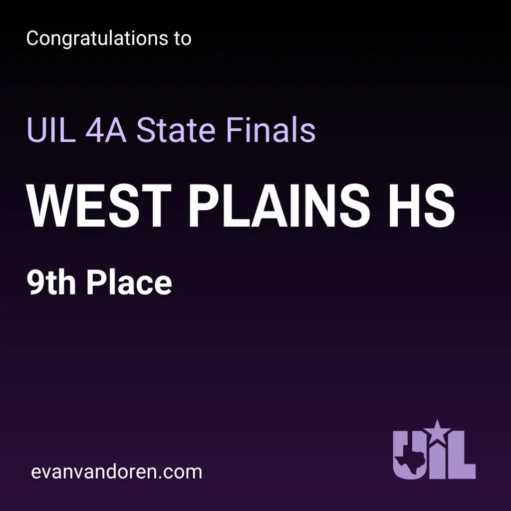 West Plains HS Band UIL State Marching Contest Evan VanDoren Music